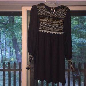 FREE PEOPLE BOHO FLOWY SLEEVE TUNIC MINI DRESS L